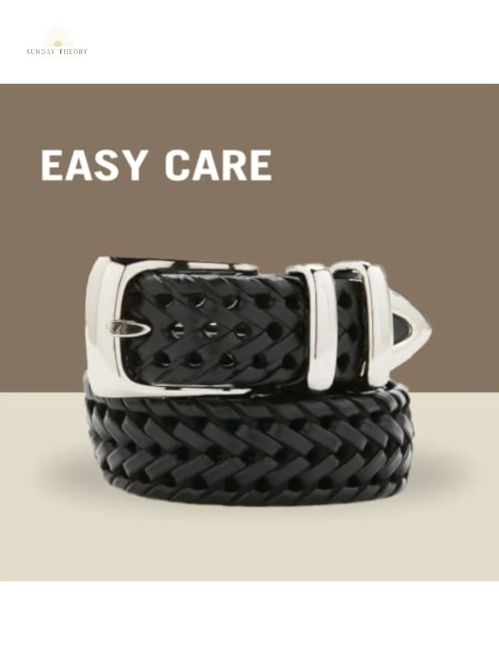 Genuine Leather Braided Dress Belt Single Prong Buckle